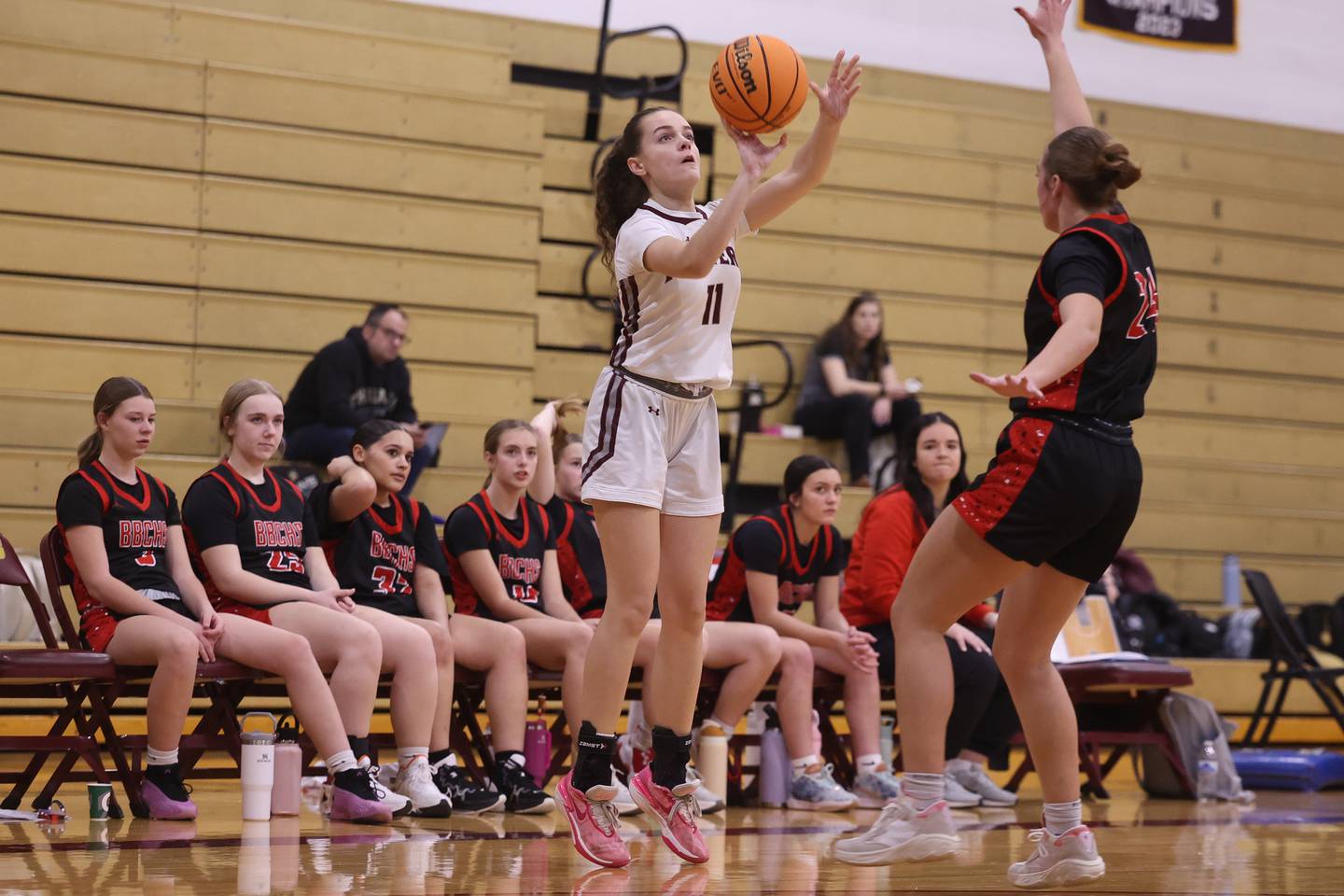 Lockport’s Laura Arstikaitis takes the outside shot against Bradley-Bourbonnais on Thursday, Jan 16, 2025 in Lockport.