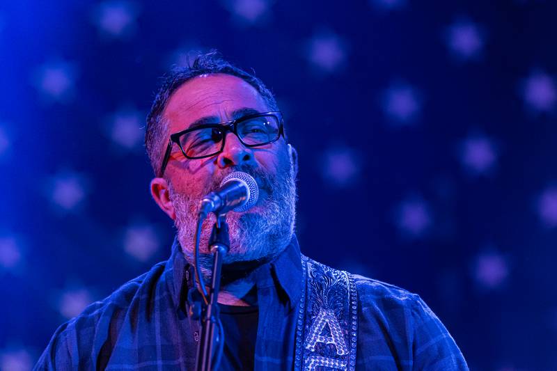 Aaron Lewis sings on stage as the headliner at Streator Fest on August 1, 2025.