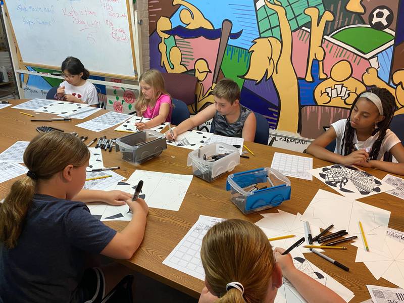 Children participate in art camp during Week 3 of Ottawa City Recreation activities.