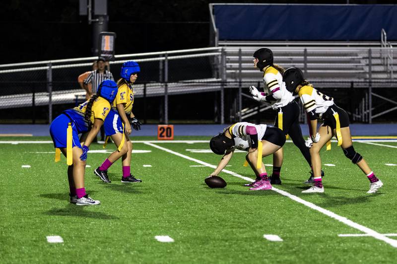 Joliet Central and Joliet West face-off during a varsity flag football game at Joliet Central on Oct. 2, 2025.