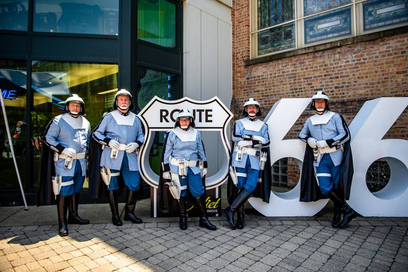 The Canto Bight Police pose for a photo in front of the Joliet Area Historical museum, during Star Wars Day  Saturday June 3, 2023 in Joliet