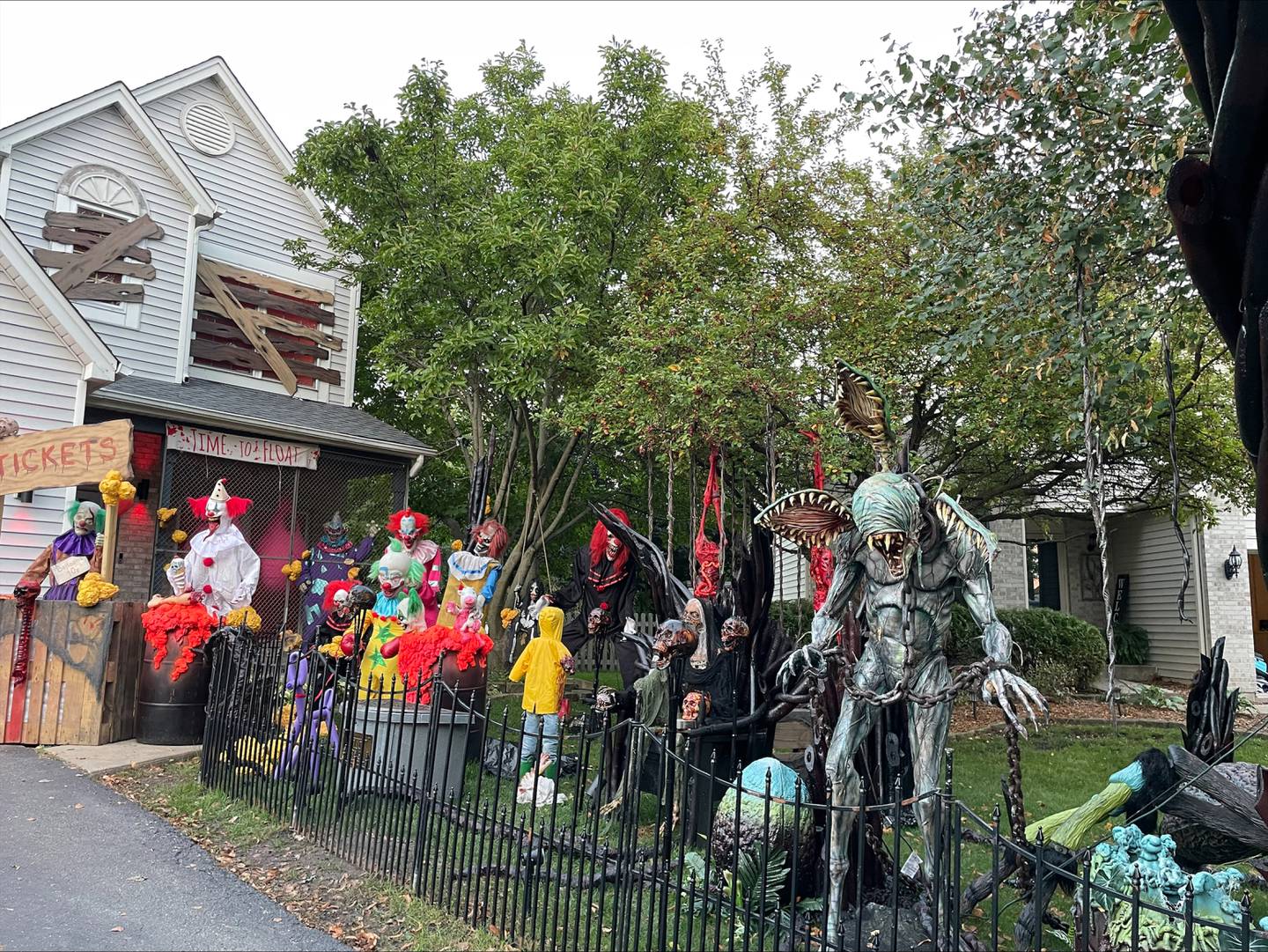 Dave and Audrey Appel's home at1806 Whispering Oaks Court, Plainfield. is back with its scary Halloween display, retaining many of the "Stranger Things" themes from 2022 and with some extra scares, like creepy clowns.