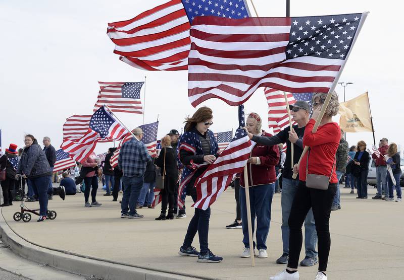 Hundreds showed up Saturday, March 5, 2022, for the American Freedom Convoy and rally at Love’s Travel Stop in Oglesby.