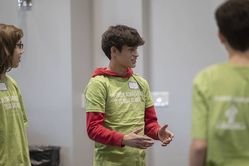 Dixon student Riley Paredes works through an exercise with students on retaining information in a chaotic situation Friday, March 15, 2024.