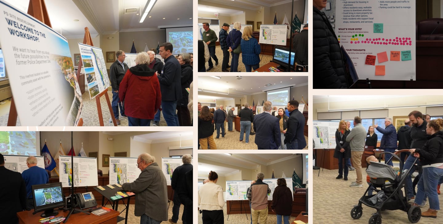 The city of St. Charles held a public event to gather residents' feedback on how to redevelop the site of the former police station along the downtown riverfront.