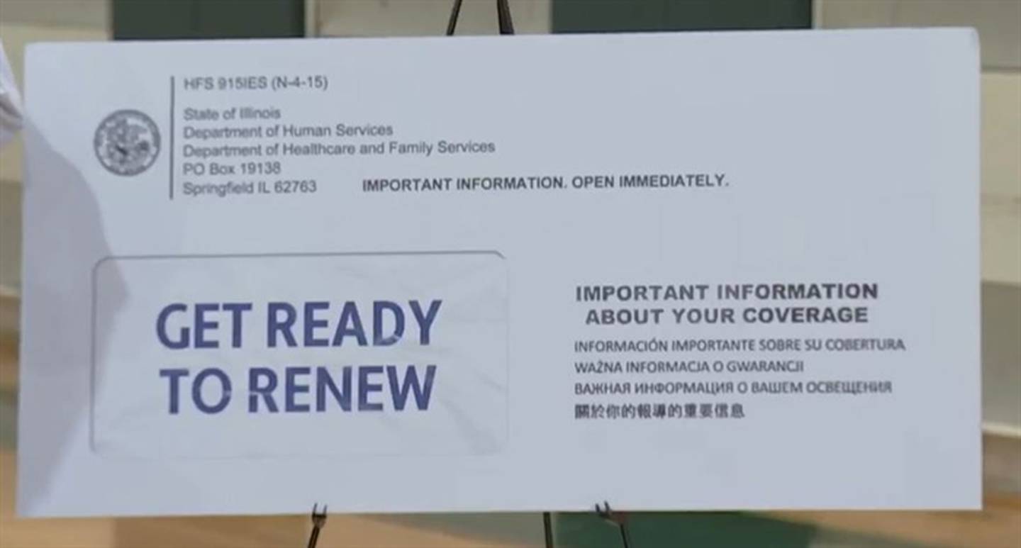 The Illinois Department of Healthcare and Family Services will begin sending letters that look like the one pictured to Medicaid recipients across Illinois as the normal renewal process begins again for the first time since the COVID-19 pandemic.