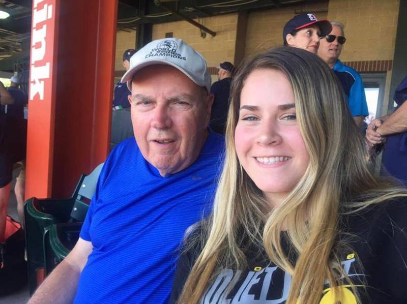 Richard Jaworowksi of Indiana loved Joliet Slammers games and wanted to take all of his grandchildren to see a game. He is pictured with his granddaughter and Joliet native MaryKate Palkon of Arizona.
