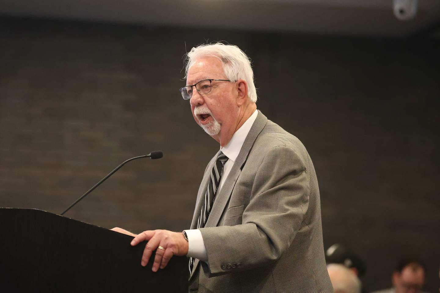Attorney David Silverman speaks at the proposed cata center at the City of Joliet City Council meeting on Monday, March 16, 2026 in Joliet.