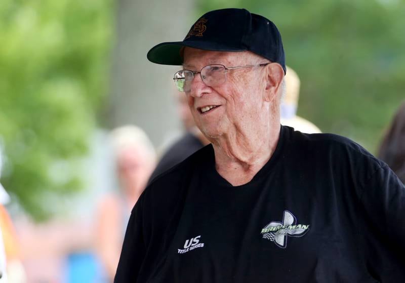 Ray Rodda smiles while watching the US Title Series (USTS) Pro National Championship Boat Races on Friday, July 25, 2025 in DePue.Rodda retired from announcing in 2022 and returned to announce one race on Friday.