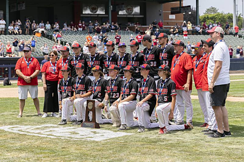 Henry-Senachwine brings home the second place trophy after losing to Gibrault 8-0 Saturday, June 3, 2023 during the IHSA class 1A championship baseball game.