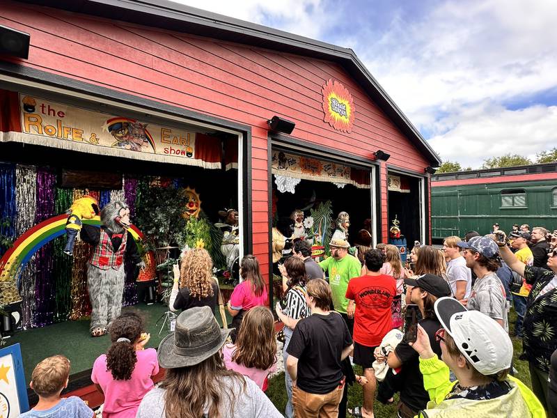 An excited crowd watches the Rock-afire Explosion perform during one of its debut appearances at the Volo Museum June 2. The newly refurbished animatronic band will perform Christmas concerts during Volo's Christmas in July festivities July 26-28.