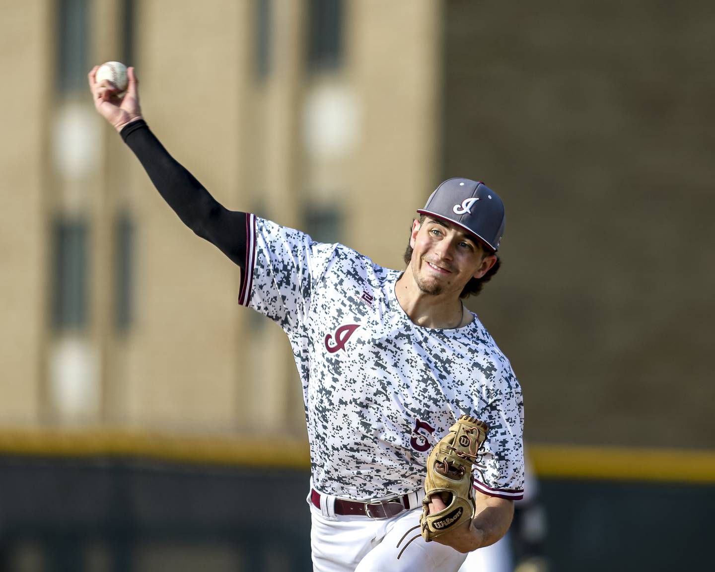 Marengo's Michael Kirchhoff (5) delivers a pitch during baseball game between Marengo at Sandwich Monday, May 5, 2025 in Sandwich.