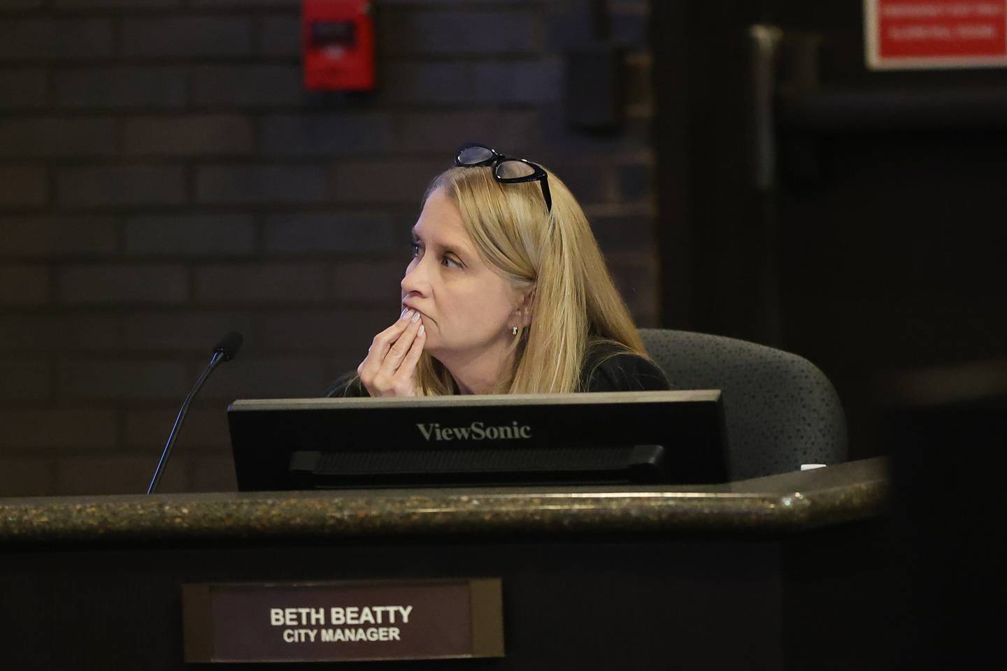 Joliet City Manager Beth Beatty sits in on the Joliet City Council Meeting on Tuesday, Dec. 16, 2025 in Joliet.