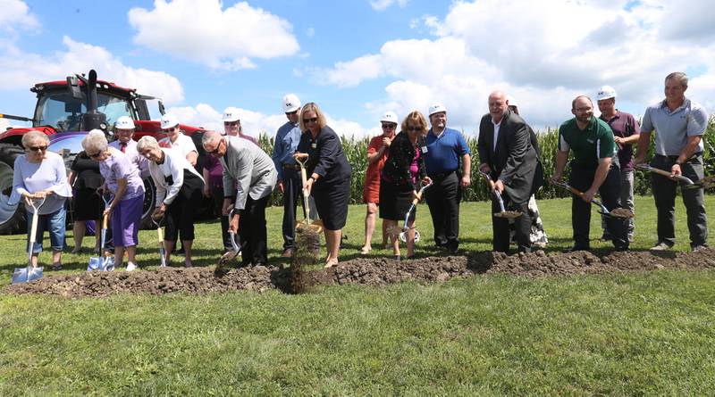Donors and dignitaries conduct a groundbreaking ceremony of the new Dr. Alfred E. Wisgoski  Agricultural Education on Friday, Aug. 22, 2025 at Illinois Valley Community College in Oglesby. The new building, received a one-million dollar donation from the Wisgoski family, funds from the federal Economic Development Administration and the state of Illinois Department of Commerce and Economic Opportunity, will not only provide physical spaces that reflect the program’s growth, innovation, and capabilities, but the IVCC Agricultural Education Center will also serve as a focal point for agricultural industry activities within the community. The building will take one-year to complete.