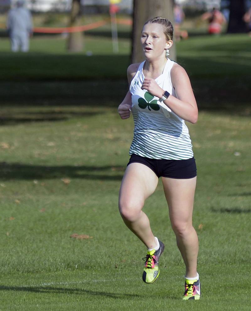 Seneca’s Natalie Misener finishing 1st Saturday in the La Salle County Invite in Streator.