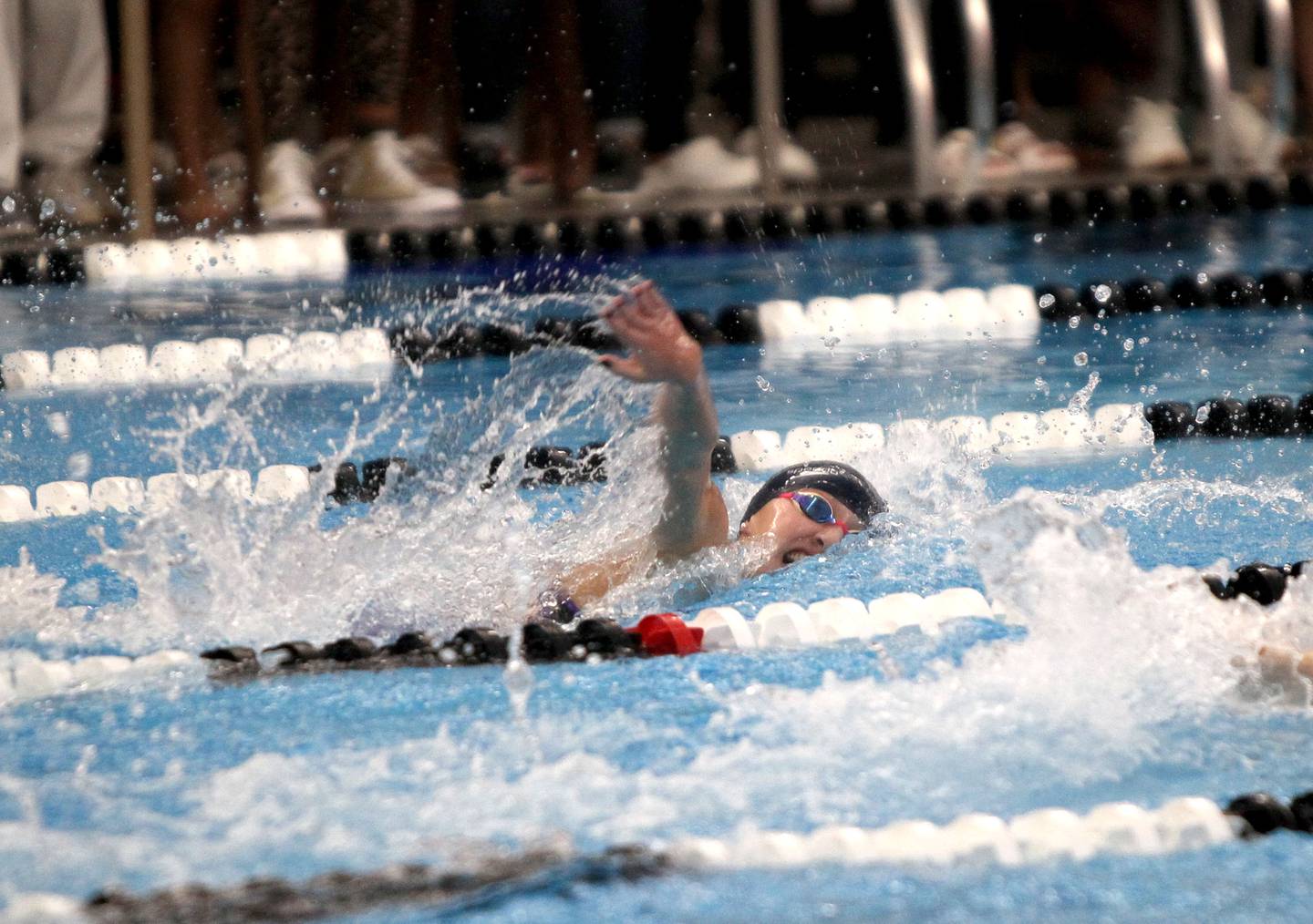 Richmond-Burton's Elena Gewalt swims the 100-yard freestyle during the IHSA State Swimming Championship preliminaries at FMC Natatorium in Westmont on Friday, Nov. 12, 2021.