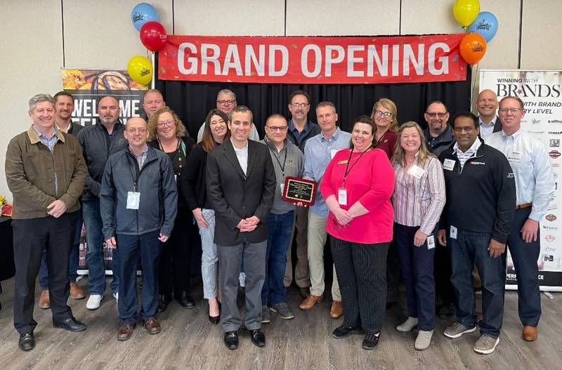 Jeff Zoephel, Village Administrator (VOM); Mark Wolf, Director of Public Works (VOM), Tom Betsinger, Trustee (VOM), Justin VanVooren, Director of Finance (VOM), Steve Jungermann, Trustee (VOM), Charlene Coulombe, Executive Director (MEDC), Sonya Abt, Director of Community Development (VOM), Patrick Vanderhoff, Vice President- Sales (PFS), Matt Brolley, Village President (VOM), Matt Bauman, Trustee (VOM), Doug Marecek, Trustee (VOM), Ted Behen, President (PFS), Theresa Sperling, Trustee (VOM), Suzette Murray, President (MEDC), Lori Piest, Vice President-HR (PFS), Dan Gier, Trustee (VOM), Paul Kakkanathu, Vice President- Finance (PFS), Brian Keith, Executive Vice President (PFS), Andrew Haverkate, Vice President – Procurement (PFS).
 
Not pictured: Michele Darby, Director of Marketing (PFS), Kristina Nemetz, Communications Manager (VOM), Bob Miller, Vice President – Operations (PFG), and Board Member (MEDC). (Photo provided)