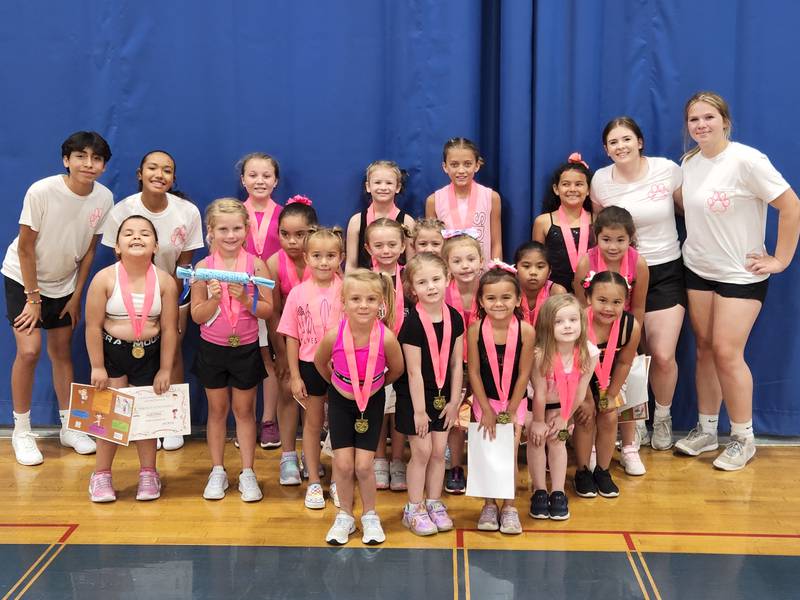 Participants of the Coloma Township Park District 2022 Summer Skills Program Showcase held on Thursday, June 30 at  Coloma Township Park District, 510 E. 11th St., Rock Falls. The participants showcased cheerleading, dance, and stunting/tumbling. The participants included Makenna Bartlow, Sunshine Briggs, Kylee Fresco, Mackenzie Walls, Gabby Scroggins, Gracie Meinsma, Hazel Perales, Evelynn Meier, Ellayna Dibay, Lilyana I’lga, Quinn Morel, Lyberti Feldthouse, Paizley Feldthouse, Remi Brushaber, Montserrat Montoya, Erin Masangkay, Avery Boostrom, Brynlee Nelson, Presley Nelson, teaching assistants Angel Henry and Hailey Voss and their teacher Alex Nelson.