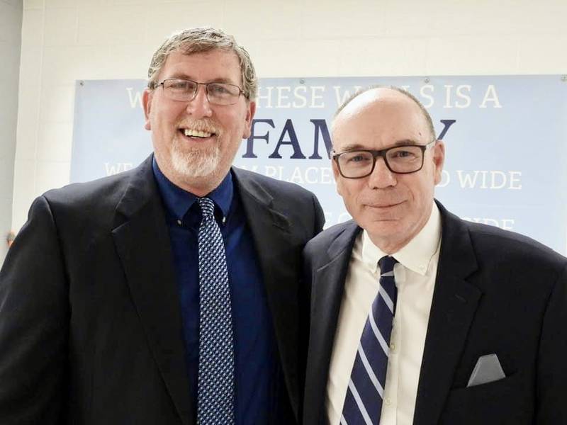 Brad Bickett (left) and Craig Johnson came in together as teachers at Western High School in the fall of 1990. They go out together after 33 years teaching and coaching.