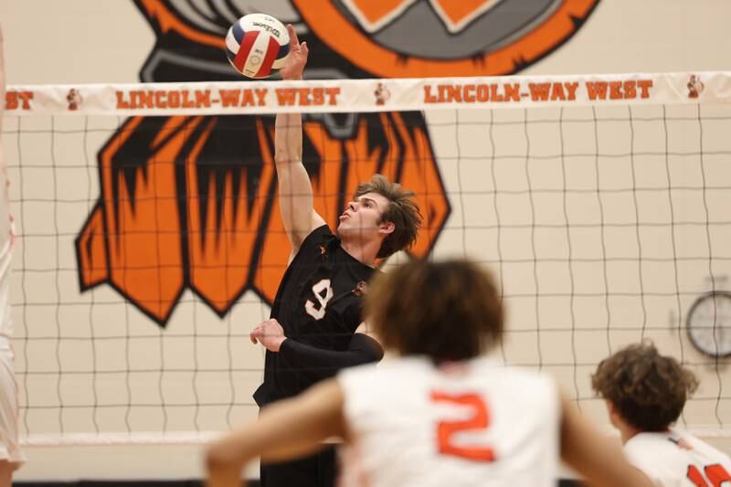 Lincoln-Way West’s Connor Studer hits the deep shot against Plainfield East on Wednesday, March 22nd. 2023 in New Lenox.