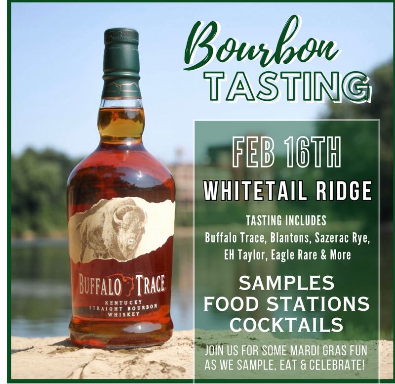 Bourbon Tasting: 6:30 to 8:30 p.m. Feb. 16, Whitetail Ridge Banquets and Events, 7671 Clubhouse Drive, Yorkville,