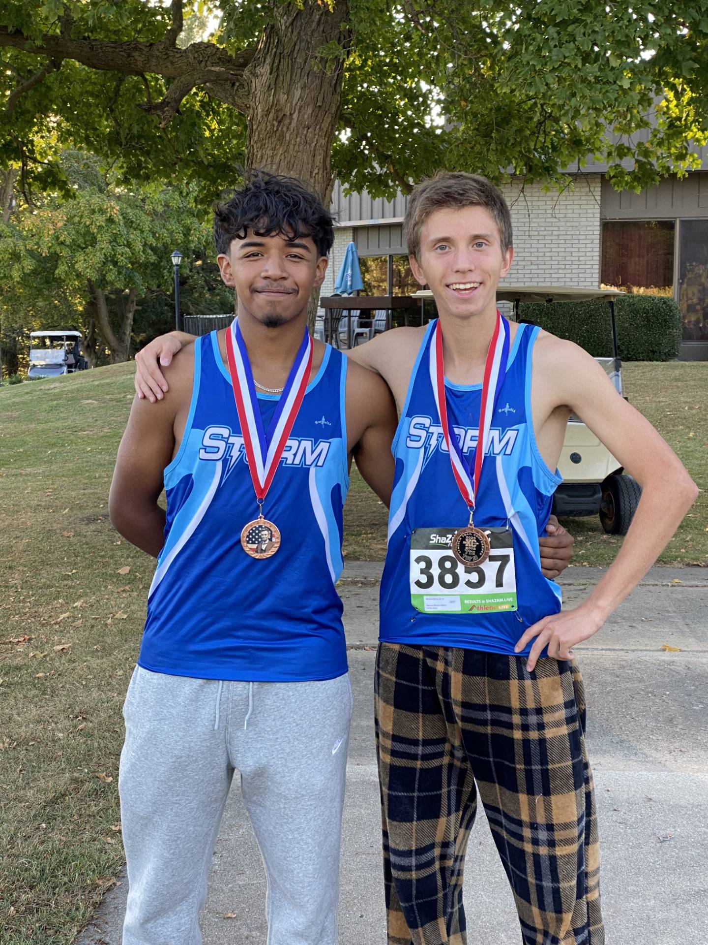 Bureau Valley's Adrian Gallardo (left) and Maddox Moore were named as Lincoln Trail All-Conference at Thursday's meet in Kewanee.