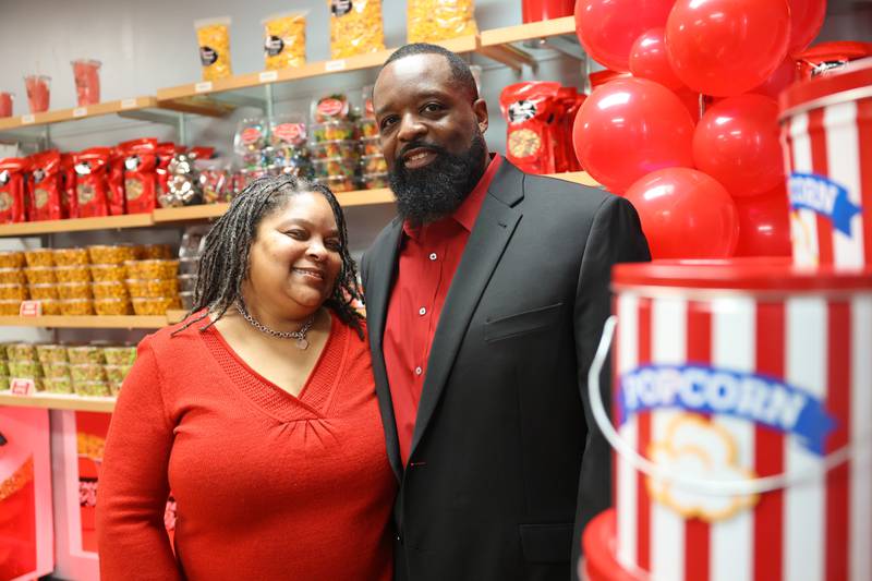 Popus Gourmet Popcorn owners Walter and Leanne Dean got their inspiration to open the store after seeing the movie “Up”.