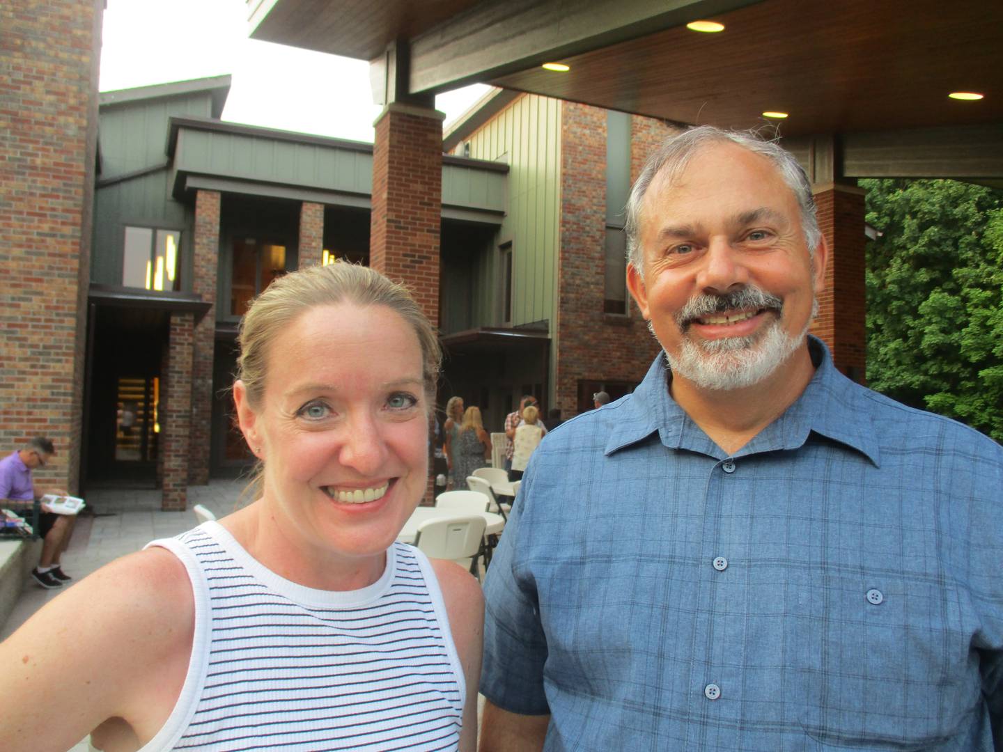 Julia Granholm is taking reservations from those who wish to host an event at the Pickerill Estate House. She is the Kendall County Forest Preserve District's Preserve Reservations Manager and is seen here with forest preserve Director Dave Guritz on July 15, 2023.