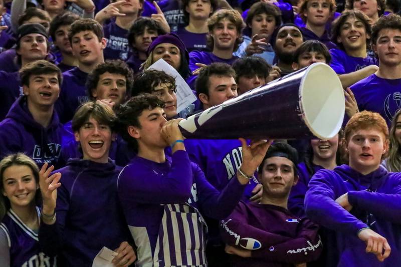 The Downers student section during varsity basketball game between Lyons at Downers Grove North.  Jan 31, 2023.