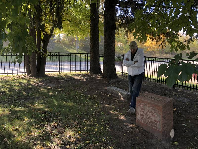 Greg Alderson of Gurnee tours the Ostend Cemetery on Monday, Oct.23, 2023. He grew up nearby and many members of his maternal family are buried at what was known as the Thompson Burial Ground.