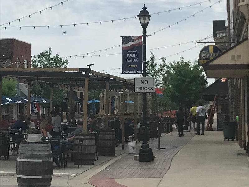 Outdoor dining has been a popular addition in Utica, and Skoog's Pub & Grill is among the village eateries that lets diners enjoy meals on a cordoned-off portion of Mill Street.
