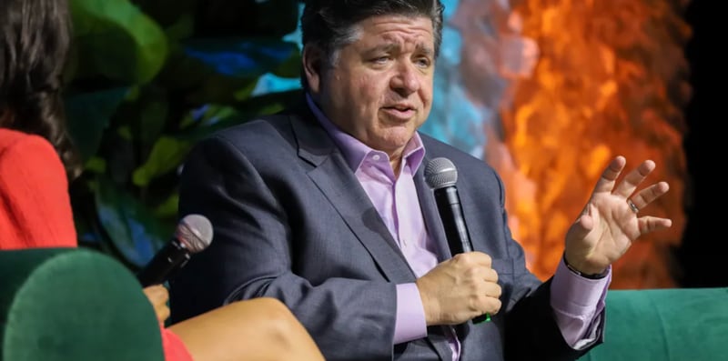 Gov. JB Pritzker speaks during a forum on climate change at the Aspen Ideas conference in Chicago on Monday, July 21, 2025.