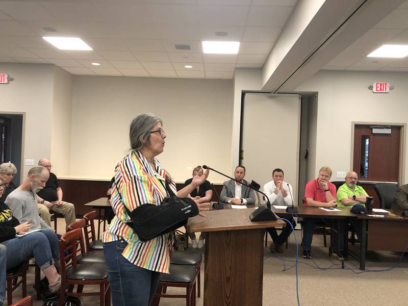 Randi Amato was one of about 30 residents to attend a Harvard meeting on Thursday, May 18, 2023, to learn more and share her thoughts about a potential recreation center for the city .