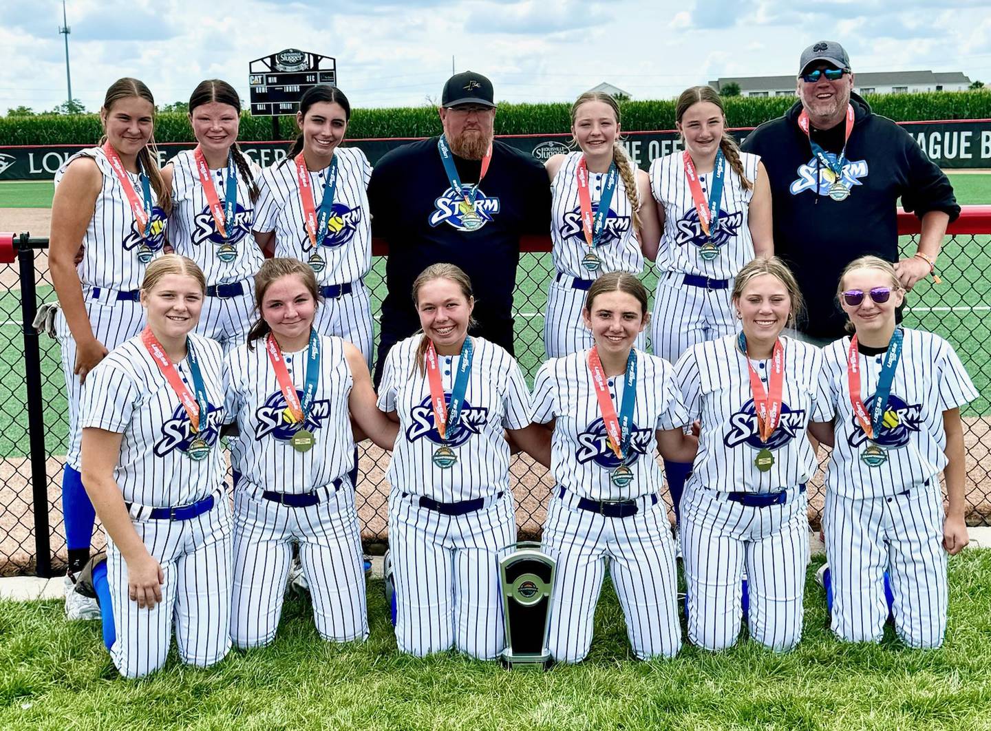 Myah Richardson of Hennepin played for the Storm 09 in the USSSA Great Lakes National Tournament in Peoria. They placed fourth. Team members are (front row, left to right) Kennedy Abraham, Lyvia Williams, Finley Hoffman, Alyx Westlake, Maddie Culp and Lexie Saylor; and (back row) Myah Richardson , Ainsley Hemmele, Aubrey Duhs, Jason Rockhold, Addi Rockhold, Ella Burke and Matt Culp.