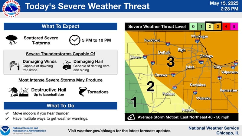 Northern Illinois could be in for severe weather May 15, 2025.