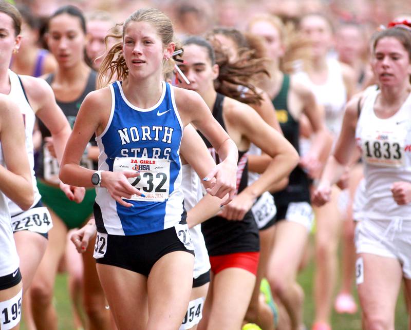 St. Charles North's Gwen Hobson competes in the Class 3A State Cross Country Championships on Saturday, Nov. 9, 2024 at Detweiller Park in Peoria.