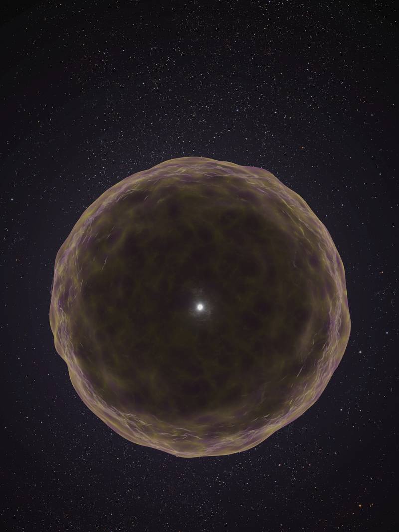 This illustration provided by W.M. Keck Observatory depicts the insides of an exploding star. (Adam Makarenko/W. M. Keck Observatory via AP)