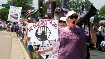 Photos: Hundreds of protesters gather at Hopkins Park in DeKalb for No Kings rally