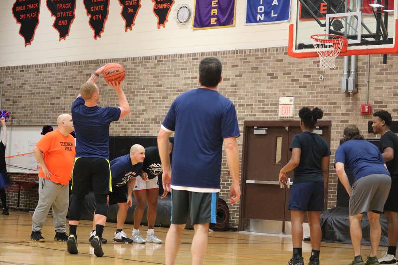 Tim Brann takes to the free-throw line Monday, Dec. 5, 2022 in the Toys for Tots community basketball game.
