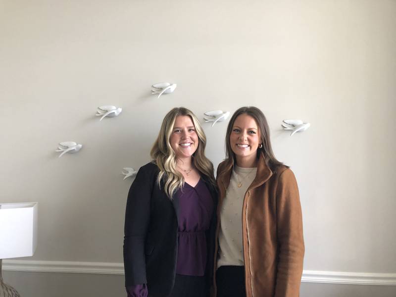 Taylor Keegan and Katie Schrems, McHenry County Sheriff's Office Police Social Workers, pose April 5, 2024 in Crystal Lake.