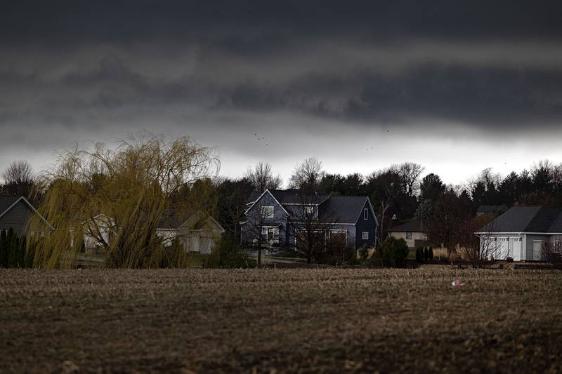 A storm front moves over Sterling as the Sauk Valley endures another round of weather Monday, April 3, 2023.
