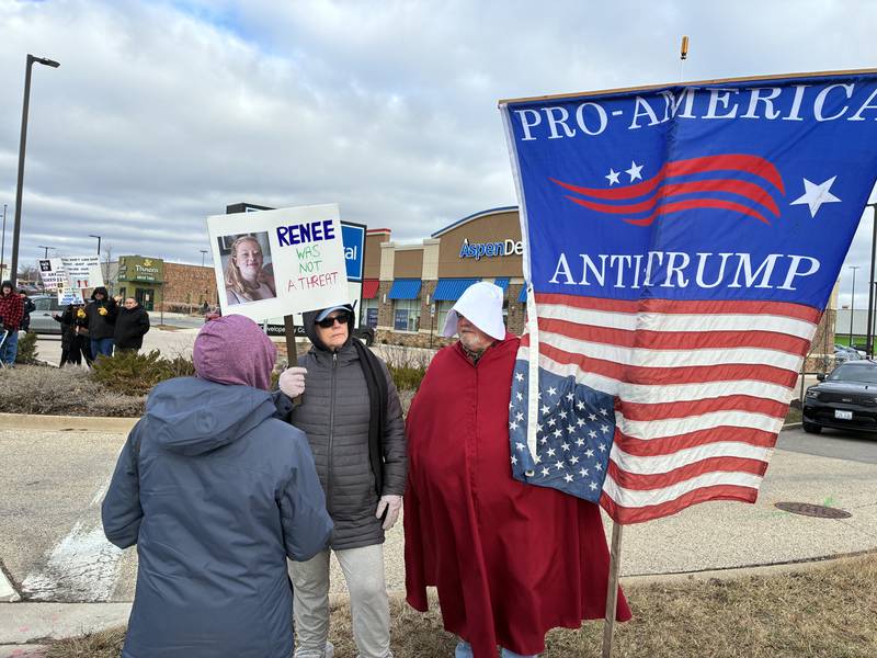 More than 600 people came out Sunday, Jan. 11, 2026, on Route 31 in McHenry for an anti-ICE protest, organized by Indivisible McHenry County. The national organization encouraged protests over the weekend on response to the death of Renee Good Wednesday in Minneapolis.