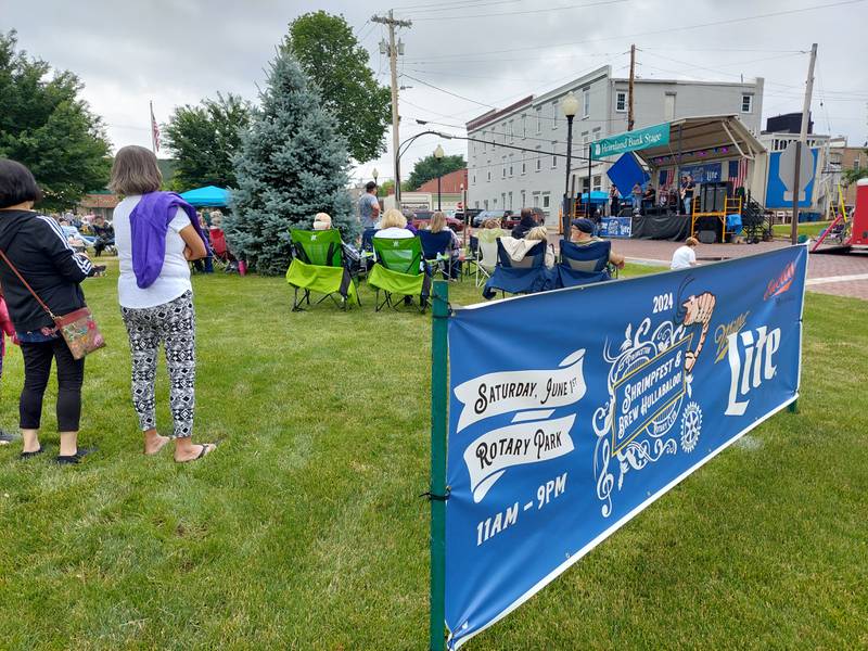 Festival goers watched live music from lawn chairs, blankets and picnic tables Saturday, June 1, 2024, during the ShrimpFest Brew and Hullaballoo at Rotary Park in Princeton.