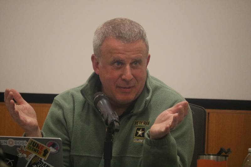 DeKalb Mayor Cohen Barnes speaks at the Feb. 12, 2024 meeting of the DeKalb City Council.