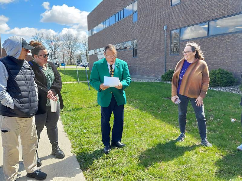 La Salle County State's Attorney Joe Navarro speaks Friday, April 12, 2024, during a rally to support domestic and sexual violence victims at the La Salle County Courthouse on Etna Road in Ottawa.