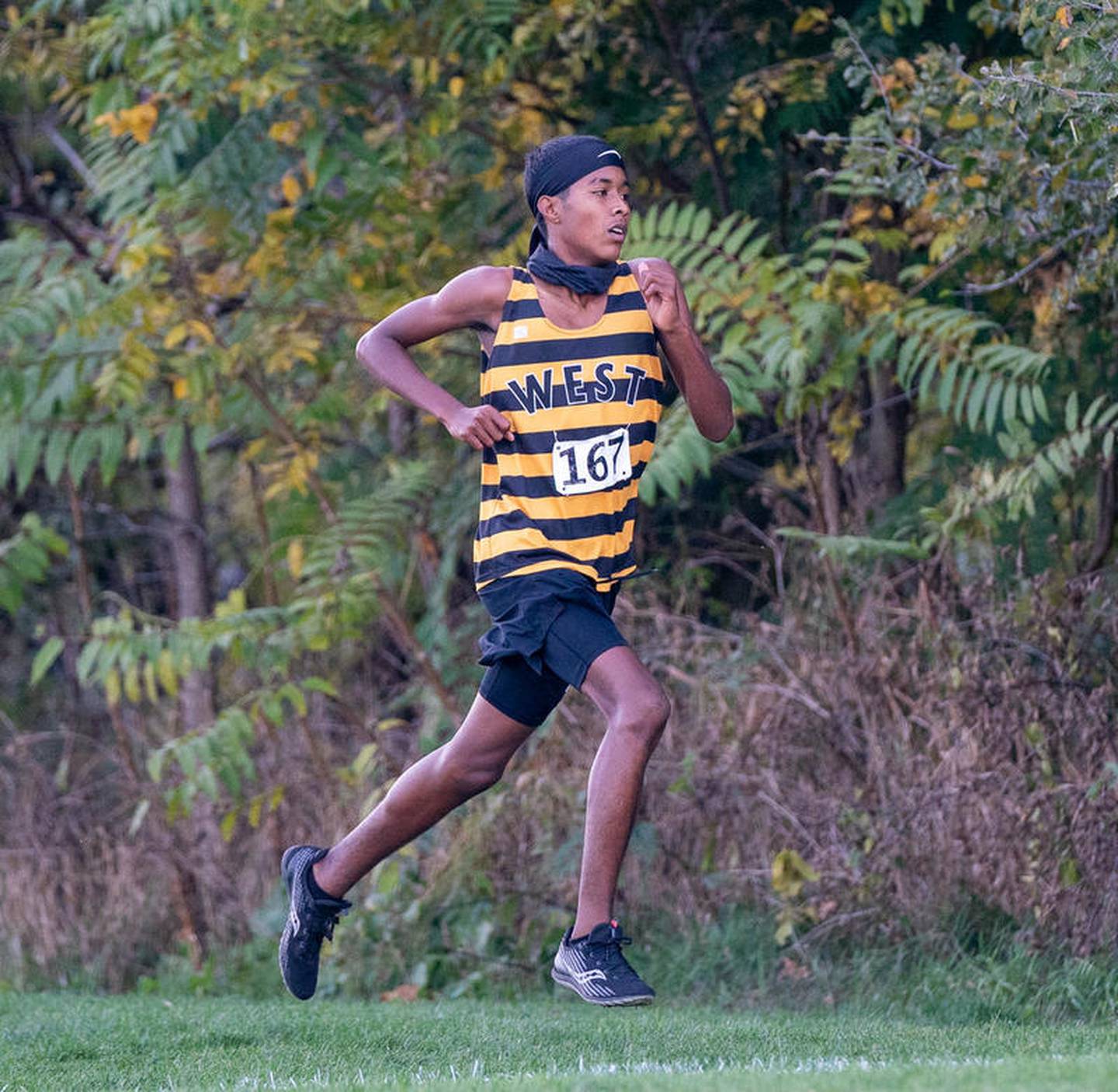 Joliet West’s Marcellus Mines competes in Yorkville during a past season. The standout returns for his senior season this fall.