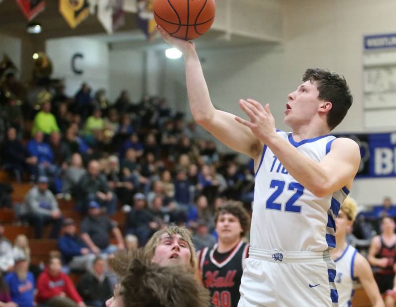 Princeton's Evan Driscoll eyes the hoop against Hall on Friday, Jan. 26, 2024 at Princeton High School.