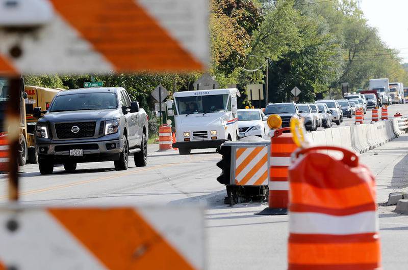 Construction continues Friday along Route 31 in McHenry.