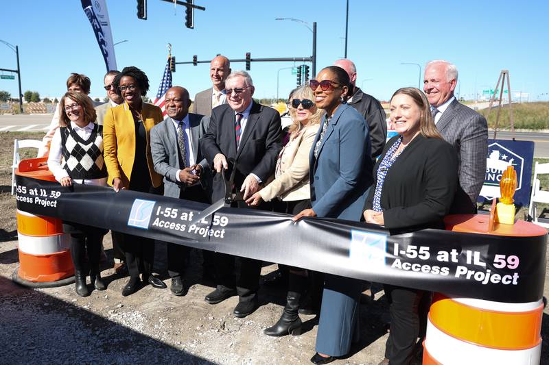 A ribbon cutting for the opening of the I-55 and IL 59 interchange hosted by elected officials and those involved in the project on Monday, Oct. 7, 2024 in Joliet.