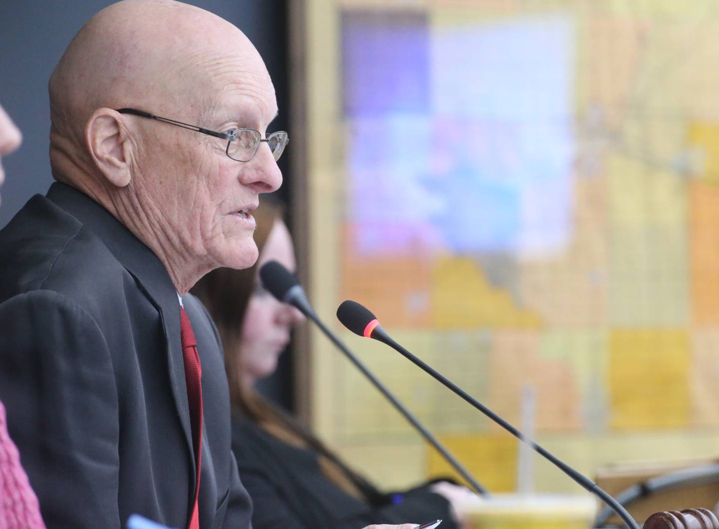 La Salle County Board Chairman. Don Jensen talks about the resolution to declare La Salle County as a Non-Sanctuary County for the current flow of asylum seekers (immigrants) caused by the current border enforcement policies on Thursday, Jan. 11, 2023 at the La Salle County Government Complex in Ottawa.